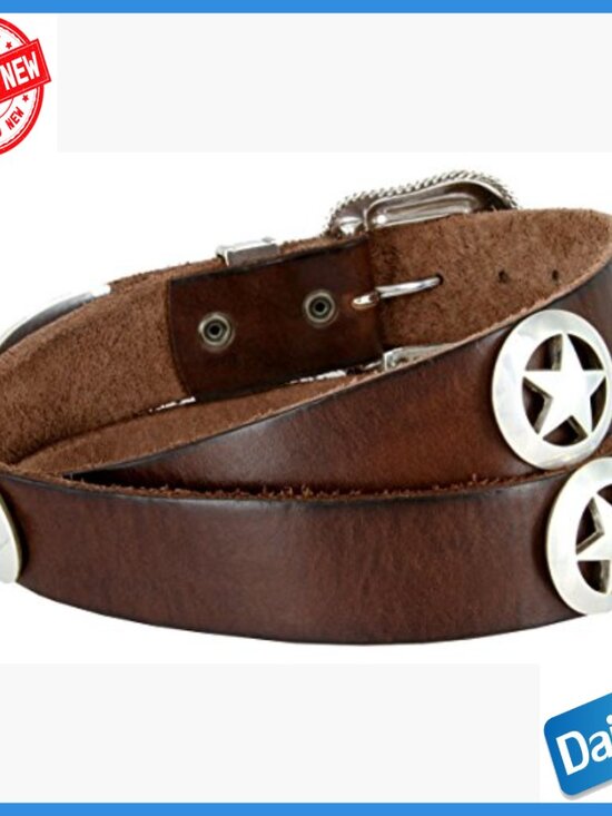 Santa Fe Leather Co WESTERN LEATHER STAR CONCHO Belt 630 w  Western Full Grain Leather Belt 1.5\
